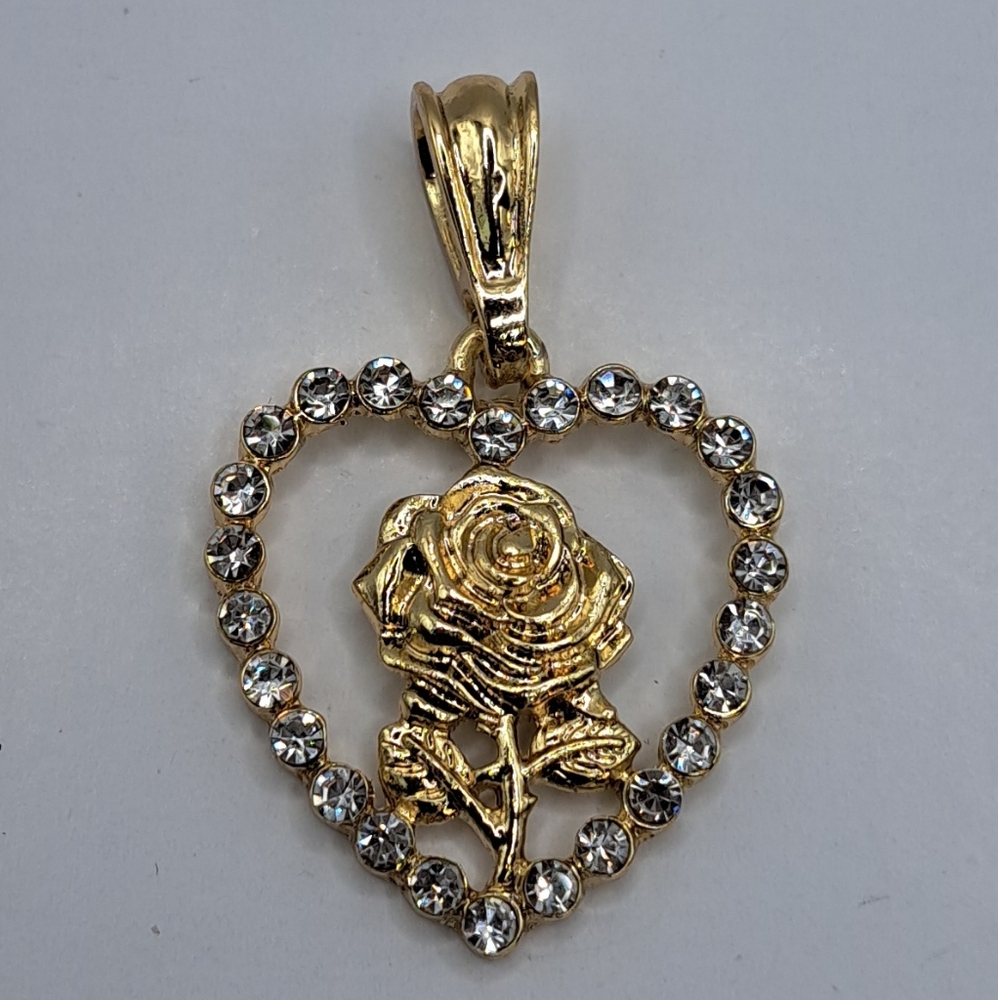Rose2Heart, Elegant Gold Heart Rose Pendant
